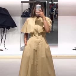 Cape Style Women Dress Turn Down Collar Shirt Dress Stand Collar Waist Defined Shirt Dress A Line Long Dress Daily Fashion Wear