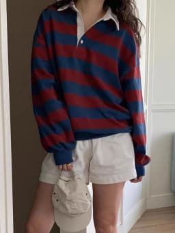 American Style Oversize Striped Sweatshirt Women's Loose Long Sleeve Autumn New Lazy Style Versatile Outerwear Neck