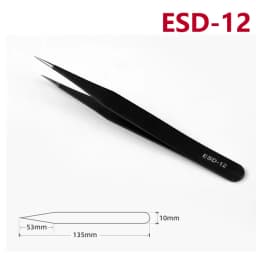 ESD Anti-Static Stainless Steel Tweezers Precision Maintenance Industrial Repair Curved Tool Home Working