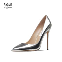 2025 Spring and Autumn New Purple Pumps Pointed Shallow Mouth High Heels Sexy Fashion Patent Leather Bright Color High Heels