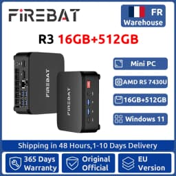FIREBAT R3 Mini PC New AMD Ryzen 5 7430U 16GB LPDDR4 RAM 512GB SSD Wi-Fi 6 BT5.2 USB 3.0 Window11 Gaming Desktop Mini Computer