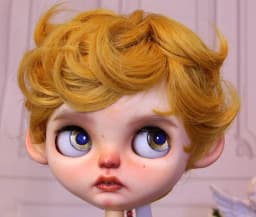 Blythes Doll Wig Fits Into the 1/6 Style Male European Style Curly Hair With Highlights Dark Brown Mixed Light Imitation Mohair