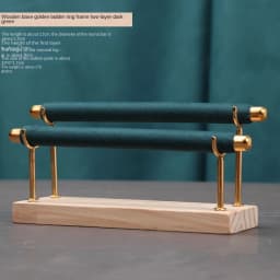 Solid Wood Base Multi-Layer Ring Display Rack with Removable Metal Sponge Stick Ring Holder for Jewelry Storage Organization