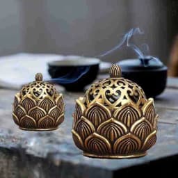 Home Lotus Incense Holder,Small Inscent Cone Burner,Mini Asian Style Lotus Flower Zen Decor Gift