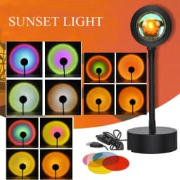 ZK20 Sunset Lamp Led Projector Remote Control Rainbow Atmosphere Night Light Photographic Home Background Wall Decoration Lamp