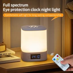 Rechargeable Led Night Light with Time Display USB-Powered Adjustable Brightness Bedside Lamp for Baby Nursery Reading Bedroom