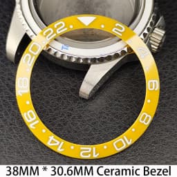 Sloping 38mm * 30.6mm Ceramic/Aluminum Bezel GMT and Diving Watch Insert Fits for 40mm Men's Watch Case Bezel Replacement Insert
