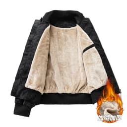 Men Casual Winter Faux Suede Bomber Jacket Stand Collar Parkas Motorcycle Coa Zip Up Warm Thickened Outerwear Fashion 28518