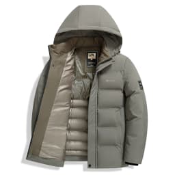 New Windproof Keep Warm Men Parka Outdoors Loose Comfort Solid Removable Hat Coats Winter Fashion Casual Thickening Tops Men