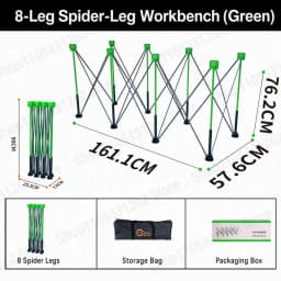 Heavy Duty Spider Workbench 3500kg Max, Folding Stand Bag, Quick Setup No Tool, Woodworking Garage Support 4 6 8 10 12 15 Legs