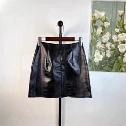 Crocodile Pattern Pu Leather Skirts Women Korean High Waist Tie Dye Mini Skirts Y2K Vintage Streetwear All Match A Line Skirts