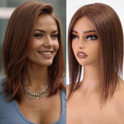 14 Inch Blonde to Brown Ombre 100% Human Hair Toppers with Dark Root Middle Part Lace Base Clip In Hairpiece Remy Extensions