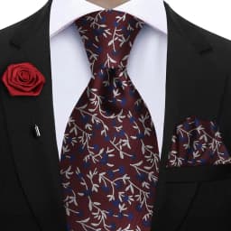 Peacock Blue Floral Print 2-Piece Tie & Pocket Square Set for Men Wedding Business Casual Stylish Accessories