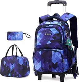 School Trolley Bag School Wheeled Backpack Set for Girls Elementary School Trolley Bag Set 3 pcs with Lunch Bag Pen Bag For Boy