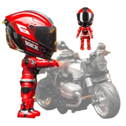 Transforming Motorcycle Doll Boy Toys Motorcycle Model 3D Q Version Collectible Figurines Motorcycle Rider Transformation Toy