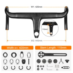 TOSEEK Carbon Handlebar Road Carbon Handlebar T700 Carbon Integrated Handlebar Di2 Bicycle Accessories Carbon Drop Bar