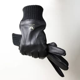 Men's Deer Skin Gloves Touch Screen Leather Thickened Winter Warm Ribbed Sleeves Aviation Motorcycle Riding Gloves