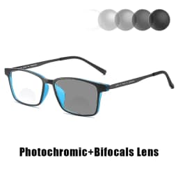 Small-frame Square Bifocals for Presbyopia Photochromic UV-protective Business Glasses for Men Classic Bifocal Reading Eyewear