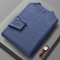 100% Merino Wool Sweater Men's Half high collar Knitted Hoodie Spring Autumn New Cashmere Sweater Versatile Menswear
