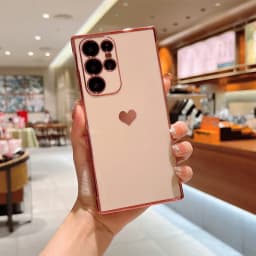 Luxury Plating Case For Samsung Galaxy A18 A17 A57 A55 5G S23 S24 FE S26 S25 S24 Ultra Love Heart Pattern Silicone Soft Cover