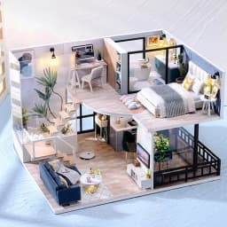 3D Wooden Mini Doll House Assembly Building With Furniture Kit DIY Handmade Duplex Apartment Production Toys Birthday Gifts