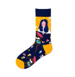 Combed cotton new lighthouse retro Japanese tide socks men and women embroidered mid-tube socks