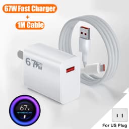 67W USB Charger Fast Charging Phone Wall Adapter For iPhone Samsung OnePlus OPPO Xiaomi Redmi Poco Charger USB Plug Type C Cable