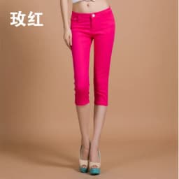 Slim Fit Candy Colored 7/9 Length Pants Women's Summer Thin Elastic Trousers Cotton Blend Base Layer Pants for Young Women