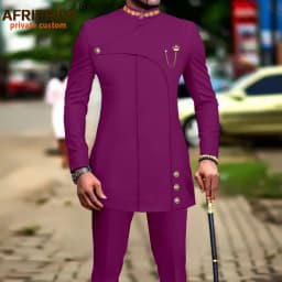 Men's 2 Pieces Suit Elegant Single Breated Slim Fit Embroidery Blazer Pants Set African Clothes Party Wedding A2316025