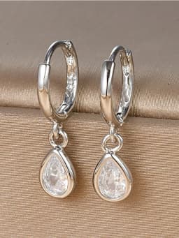 925 Sterling Silver Multicolored Water Drop Shaped Zircon Hoop Earrings For Women Anniversary Fashion High Quality Fine Jewelry