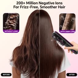 Hair Straightener Brush with 3 Temp Settings, Fast Heating & Auto-off, Portable Rechargeable Ionic Straightening Comb for Women
