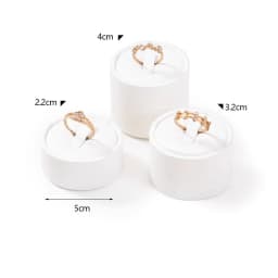 Window Jewelry Ring Holder Stand Show Counter Cabinet Display Tray Insert Jewellery Ring Storage White Leather Presentation Rack
