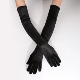Elegant Velvet Solid 53cm Long Gloves Women Fluffy Gloves Full Finger Party Evening Dress Etiquette Stage Performance Gloves