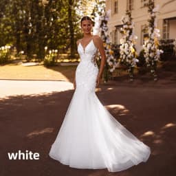 Customized Aviana Spaghetti Strap V-Neck Mermaid Wedding Dress Backless Tulle Appliques Embroidery Sweetheart Vestidos De Novia