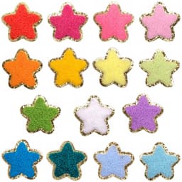 10pcs Set Chenille Self-Adhesive Patches Shiny Glitter Base Lightning Star Rainbow Patch for Bags Hats Jackets Clothing