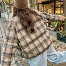 Retro Plaid Short Padded Jacket for Women Autumn Winter Maillard Style Thick Warm Outerwear Female Casual Korean Puffer Jackets
