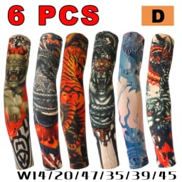 6pcs Men Long Summer Tattoo Sleeves Seamless Armguard Sun Protection Cover Outdoor Gloves Driving Ice Silk Women Arm Sleeves