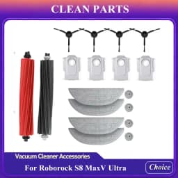 For Roborock S8 Maxv Ultra Vacuum Cleaner Accessories Mian Brush Side Brush Mop Pads Cloth Dust Bag Hepa Filter Spare Parts