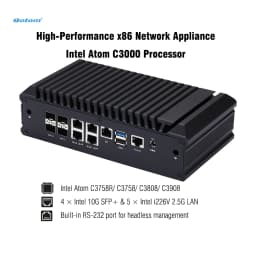 Q20300G9 1U Rack - Atom C3000 CPU, 4x 10G SFP+/ 5x 2.5G LAN, Barebone Support 2x DDR4 RAM, 2x NVMe SSD, 1x HDD, Firewall Router