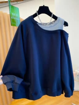 Fake Two Piece Casual Oversized Off Shoulder Sweatshirt Tops Women Designer Hollow Out Sweatshirt Fall Hoodie Jacket Outwear