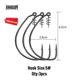 Kingdom Spring Fishing Hooks 3# 5# 6# 8# 10# Carbon Steel Lead Crank Hook with Spring Lock Soft Bait Fishing Gear Accessories