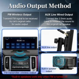 HIPPCRON 10.26" Portable Car Stereo, Wireless CarPlay & Android Auto Touch Screen GPS Navigation FM Multimedia Player