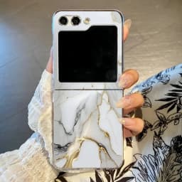 Marble Pattern Transparent Phone Case For Samsung Galaxy Z Flip 6 5 4 3 Clear Hard Folding Cover For Samsung Z Flip6 Flip5 Flip4