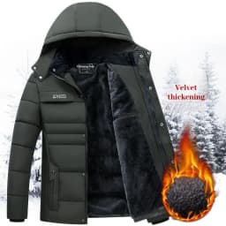 Winter-New-Solid-Color-Plush-Cotton-Jacket-for-Men,-Warm-and-Anti-Cold-Zipper-Hooded-Jacket,-Men's-Casual-Loose-Jacket