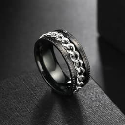 Anxiety Fidget Rings For Men Spining Titanium Stainless Steel Colorfully Spinner Rotatable Chain Jewelry Rotating Rings Men Gift