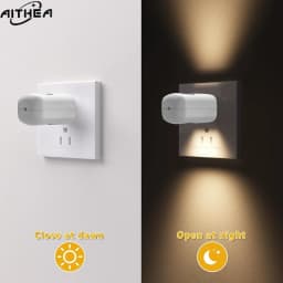 AITHEA LED Plug-in Night Light Dusk to Dawn Sensor Light Sensing Wall Lamp for Bedroom Bathroom Hallway AC110-230V EU US Plug