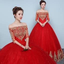 Customized Wedding Dress Embroidery Plus Size Red Embriodery Wedding Dresses Bridal Ball Gowns Dream Dresses