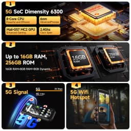 Ulefone Armor X32 Pro 5G Rugged Phone Android 14 16GB+256GB Dimensity 6300 Octa Core 64MP Camera NFC IP68/IP69K Waterproof