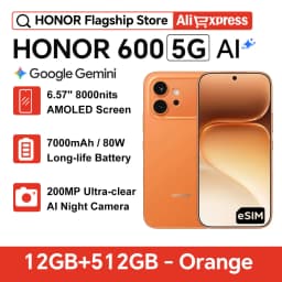 Global Version HONOR 600 5G Smartphone 7000mAh 80W SuperCharge 200MP Main Camera 6.57" AMOLED MagicOS 10 Snapdragon 7 Gen 4 NFC