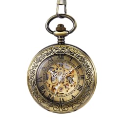 Antique Brozne Transparent Gear Skeleton Mechanical Automatic Self-wind Pocket Watch Retro Pendant Fob Watches Relogio De Bolso